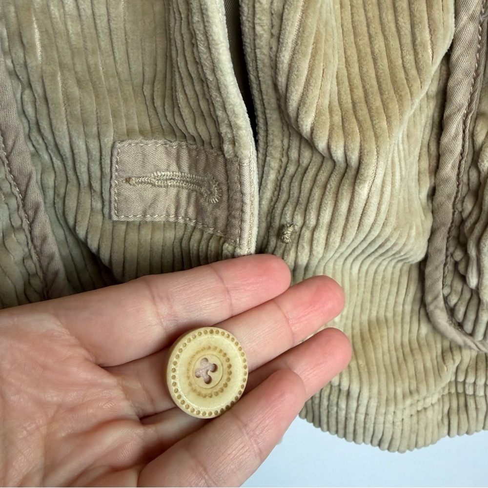 Vintage LL Bean Corduroy Barn Jacket Womens M Tan Beige Chore Coat Lined - Picture 2 of 15